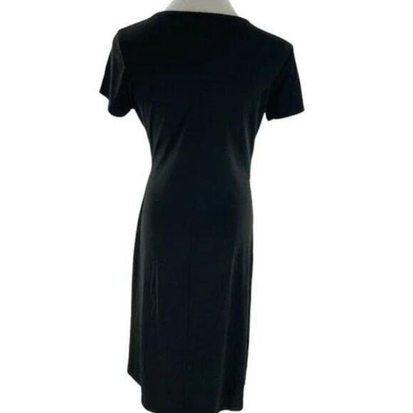Jonathan Martin Women's Black Wrap Ring Waist Short Sleeve V-Neck Dress Size 10 - Picture 3 of 6